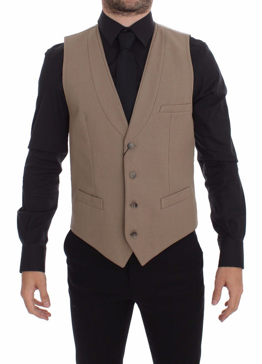 Dolce &amp; Gabbana - Élégant gilet en coton beige - Coupe slim