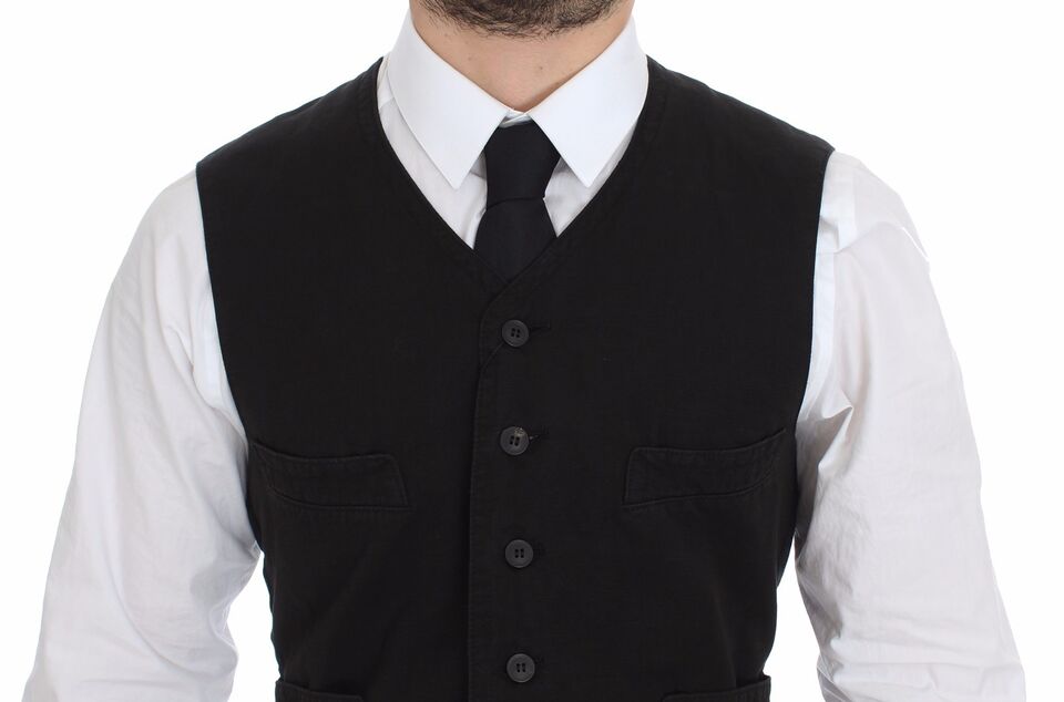 Dolce &amp; Gabbana - Robe-gilet élégante en coton mélangé noir
