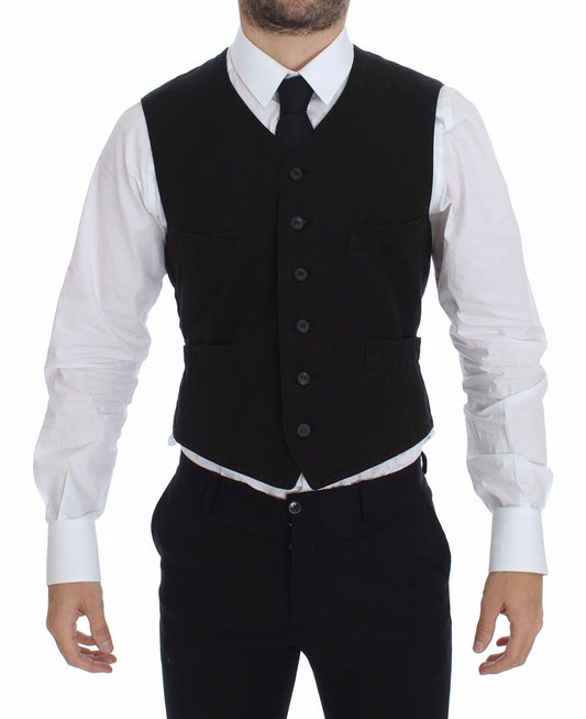 Dolce &amp; Gabbana - Robe-gilet élégante en coton mélangé noir
