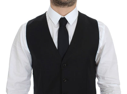 Dolce &amp; Gabbana Élégant gilet en laine et soie noire
