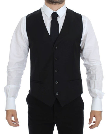 Dolce &amp; Gabbana Élégant gilet en laine et soie noire
