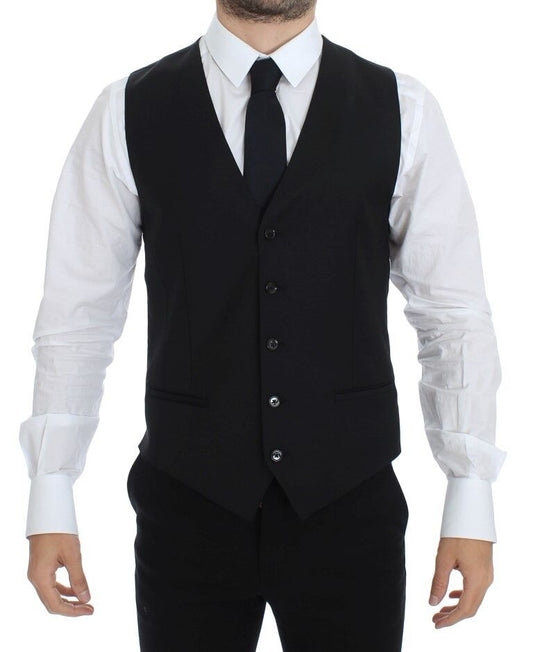 Dolce &amp; Gabbana Élégant gilet en laine et soie noire