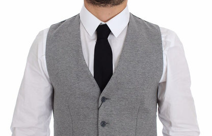 Dolce &amp; Gabbana Élégant gilet en coton stretch gris