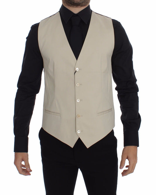 Dolce &amp; Gabbana - Élégant gilet en coton mélangé beige