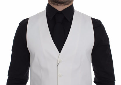Dolce &amp; Gabbana Élégant gilet en coton et soie blanc