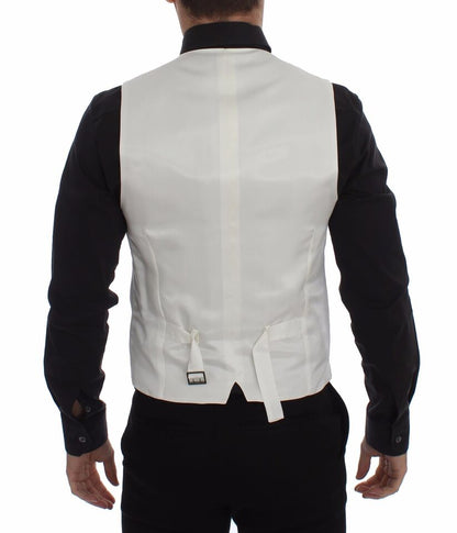 Dolce &amp; Gabbana Élégant gilet en coton et soie blanc