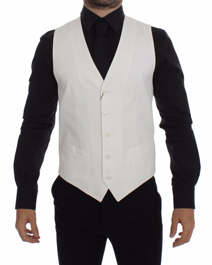 Dolce &amp; Gabbana Élégant gilet en coton et soie blanc