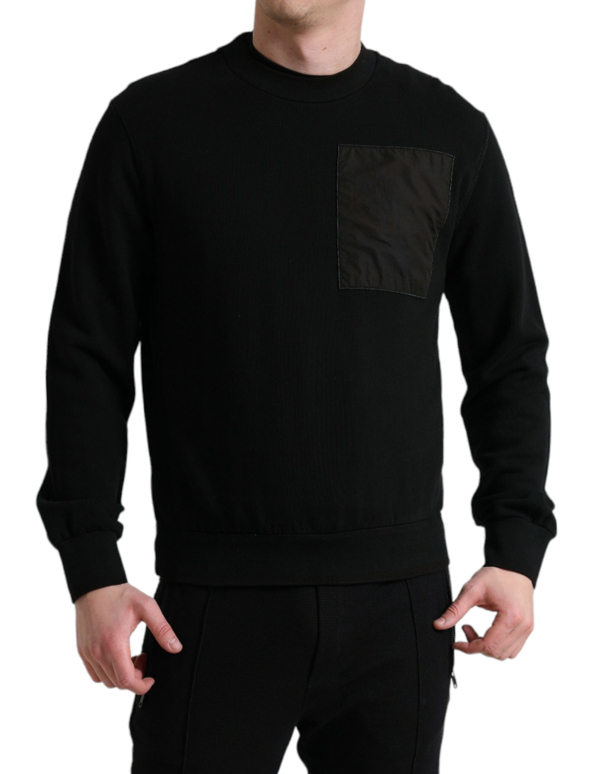 Dolce & Gabbana Black Cotton Crew Neck Men Pullover Sweater by Dolce & Gabbana