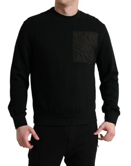 Dolce & Gabbana Black Cotton Crew Neck Men Pullover Sweater by Dolce & Gabbana