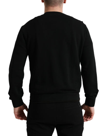 Dolce & Gabbana Black Cotton Crew Neck Men Pullover Sweater by Dolce & Gabbana