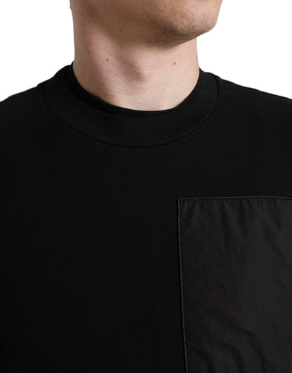 Dolce & Gabbana Black Cotton Crew Neck Men Pullover Sweater by Dolce & Gabbana