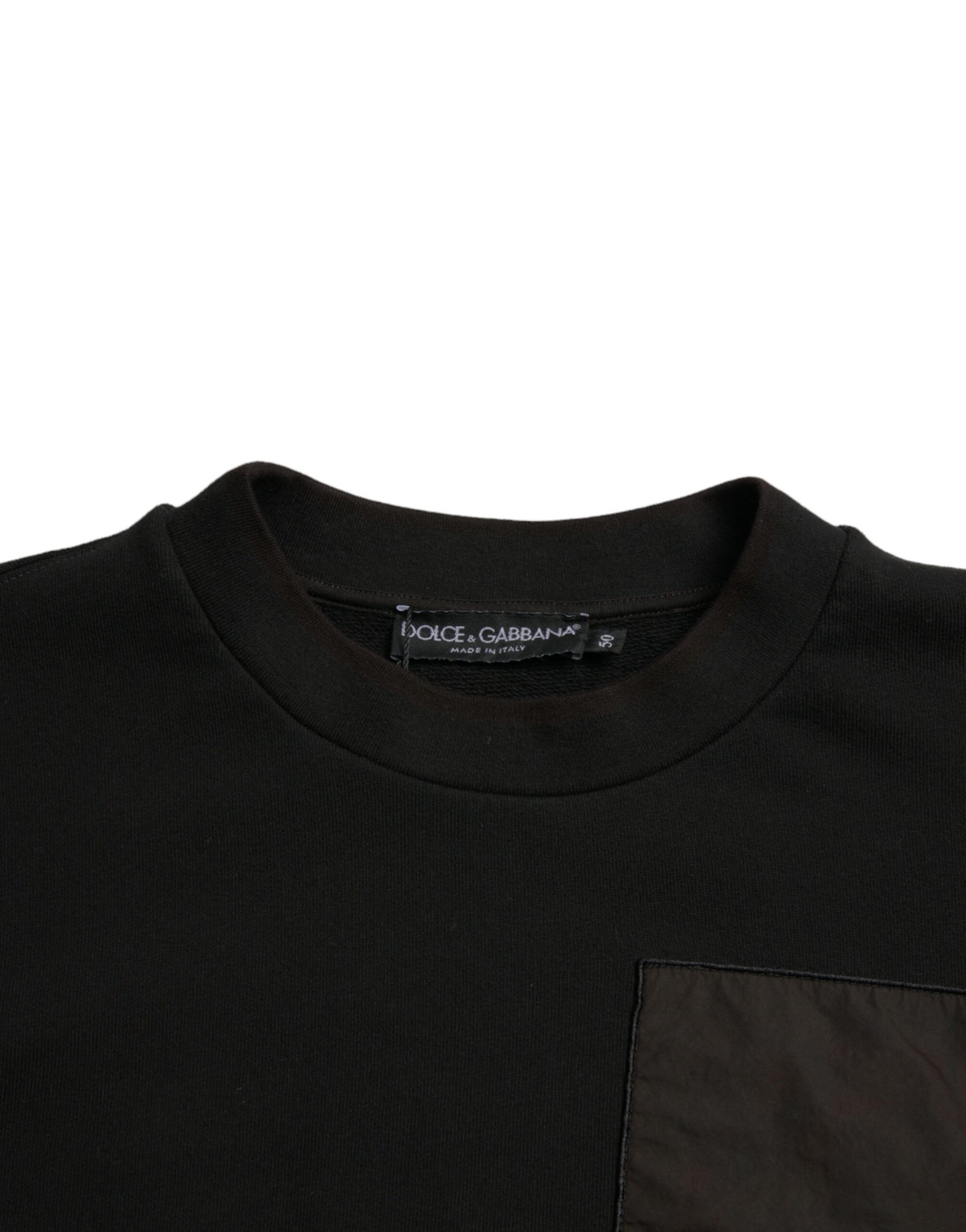 Dolce & Gabbana Black Cotton Crew Neck Men Pullover Sweater by Dolce & Gabbana