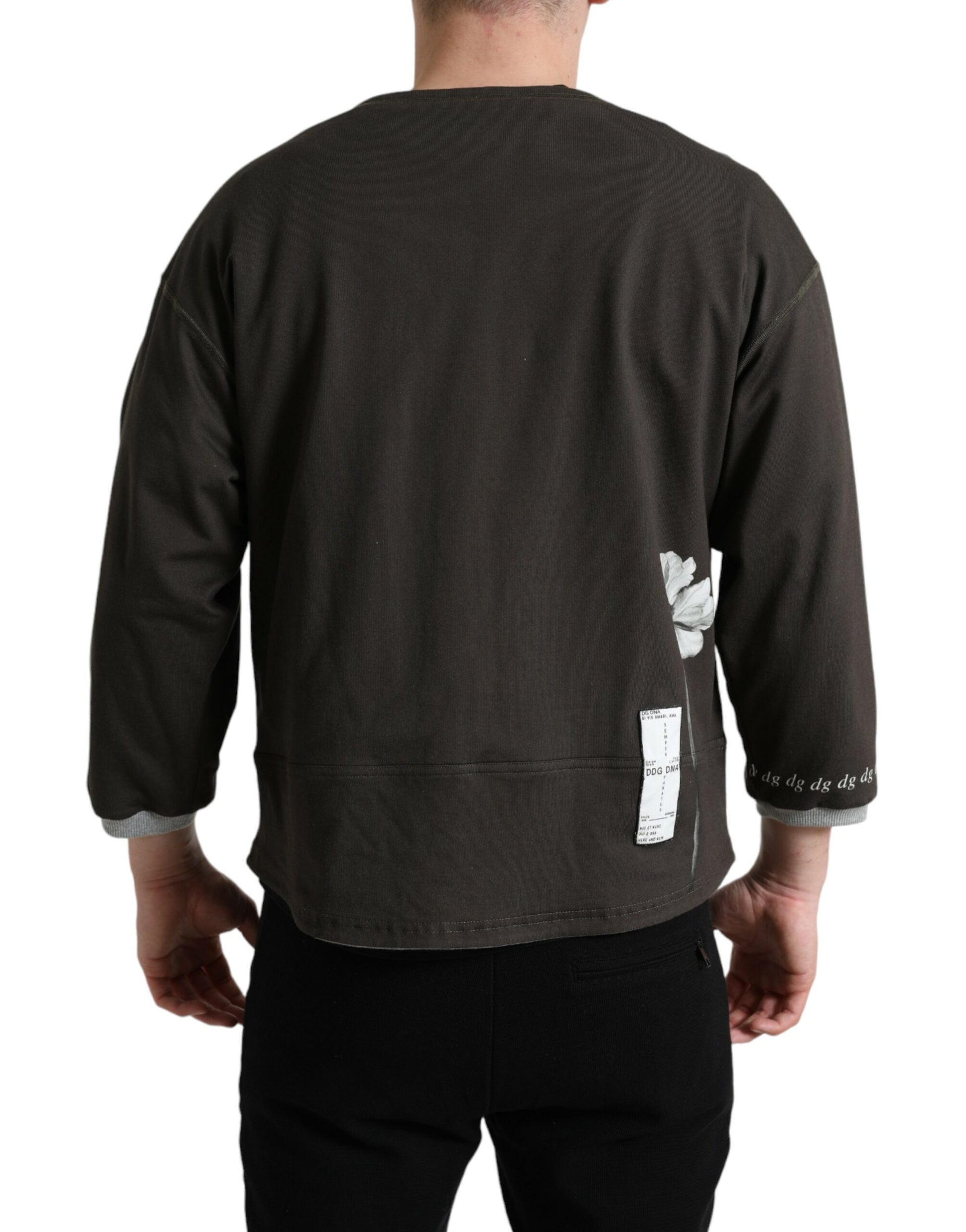 Dolce & Gabbana Dark Gray Cotton Button Down Pullover Sweater by Dolce & Gabbana