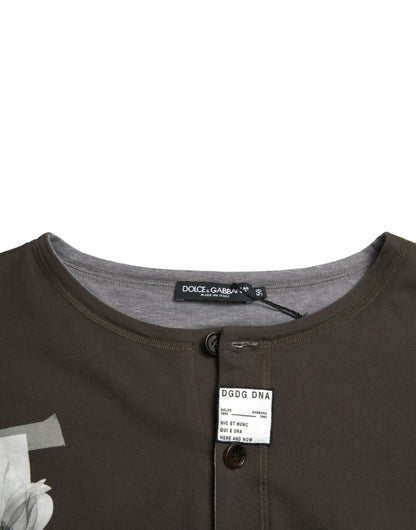 Dolce & Gabbana Dark Gray Cotton Button Down Pullover Sweater by Dolce & Gabbana