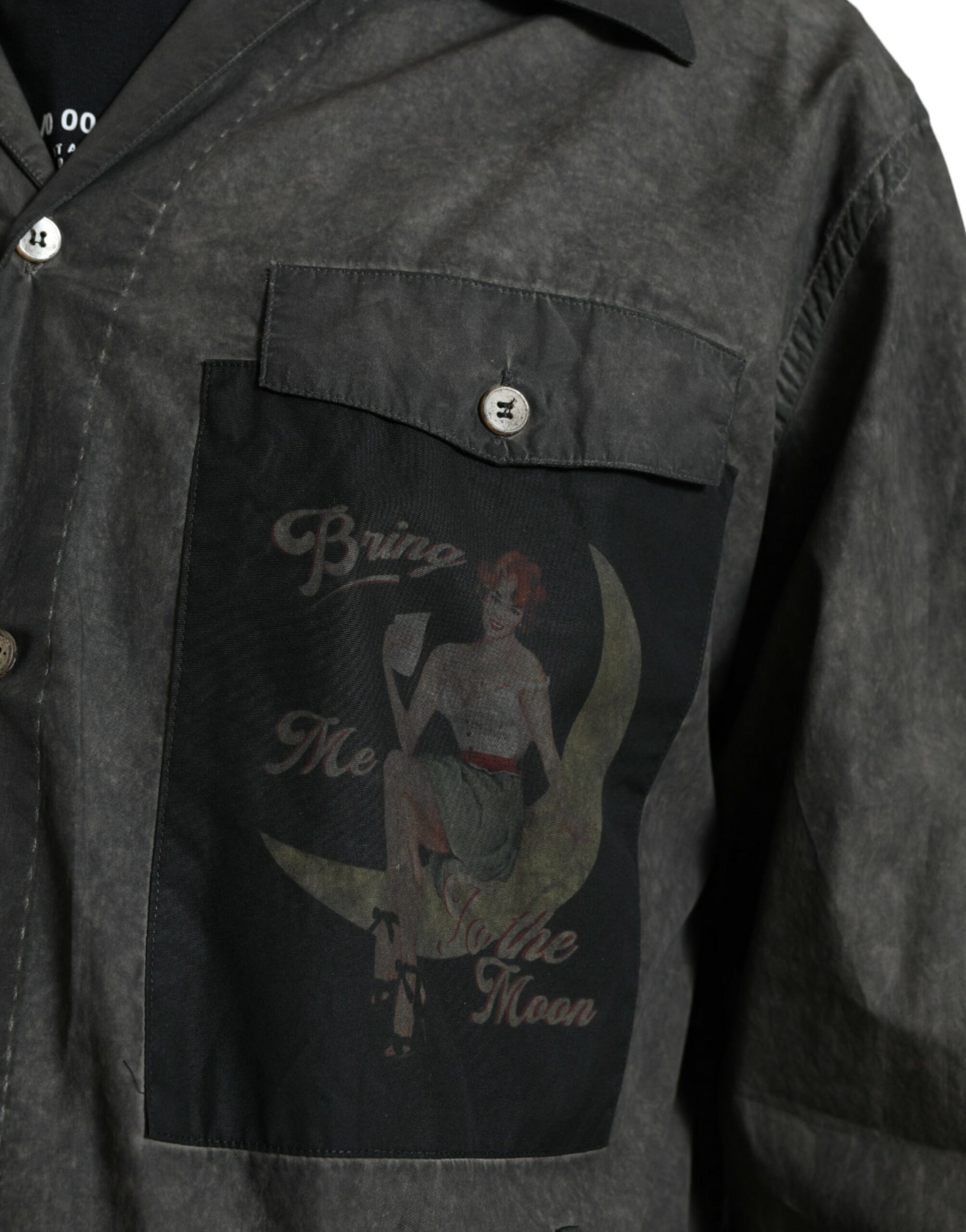 Dolce & Gabbana Dark Gray Cotton Collared Long Sleeves Shirt by Dolce & Gabbana