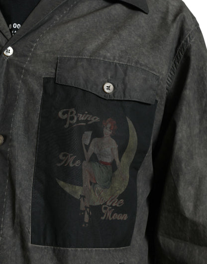 Dolce & Gabbana Dark Gray Cotton Collared Long Sleeves Shirt by Dolce & Gabbana