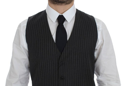 Dolce &amp; Gabbana Élégant gilet en laine à rayures grises
