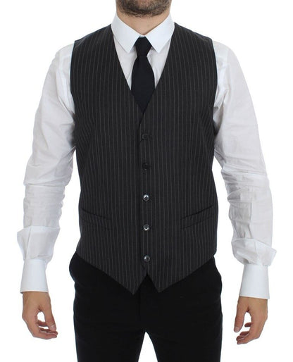 Dolce &amp; Gabbana Élégant gilet en laine à rayures grises