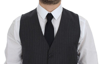 Dolce &amp; Gabbana Black Striped Wool Single Breasted Cardigan