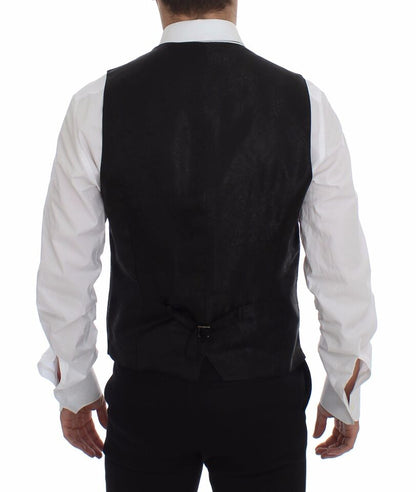 Dolce &amp; Gabbana Élégant gilet à rayures noires à boutonnage simple