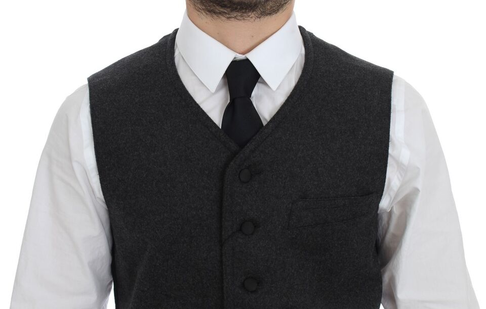 Dolce & Gabbana Gray Wool Blend Logo Vest Gilet Weste by Dolce & Gabbana