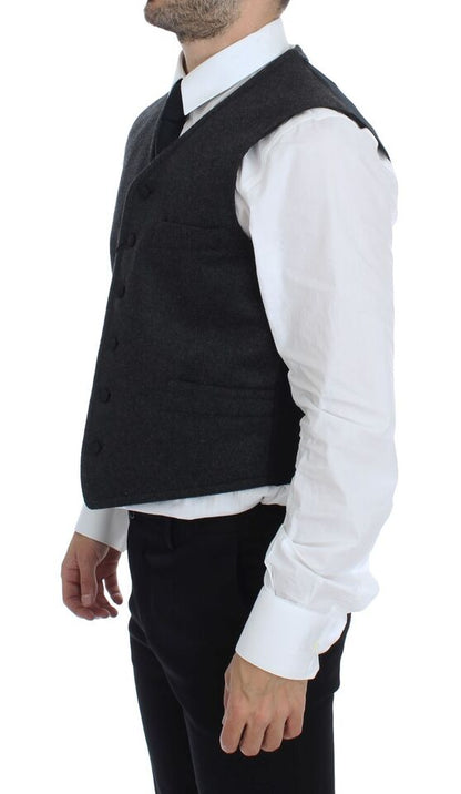 Dolce & Gabbana Gray Wool Blend Logo Vest Gilet Weste by Dolce & Gabbana