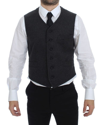 Dolce & Gabbana Gray Wool Blend Logo Vest Gilet Weste by Dolce & Gabbana