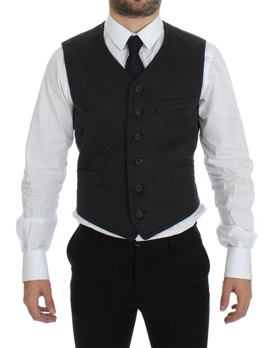 Dolce &amp; Gabbana Élégant gilet en laine mélangée grise