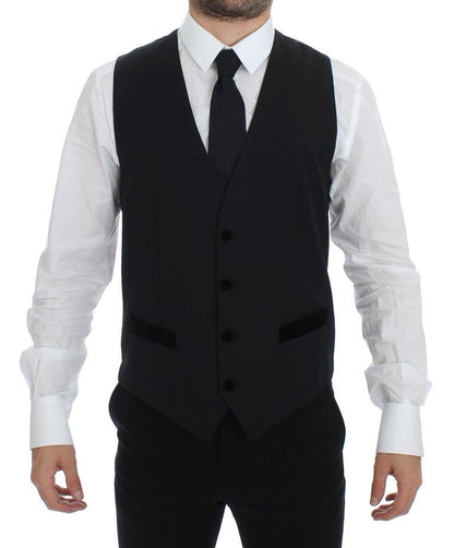 Dolce &amp; Gabbana - Gilet élégant en laine noire pour robe de soirée