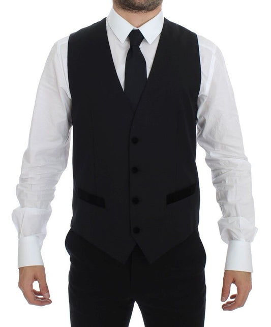 Dolce &amp; Gabbana - Gilet élégant en laine noire pour robe de soirée
