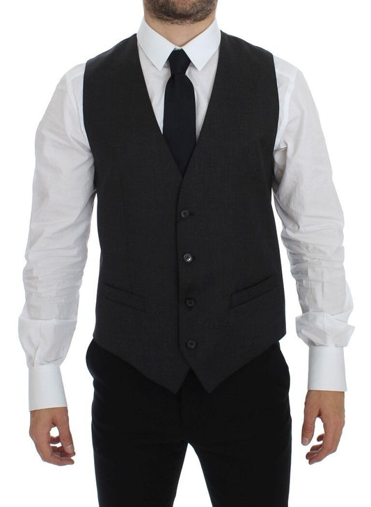 Dolce &amp; Gabbana - Gilet élégant en laine grise pour robe de soirée