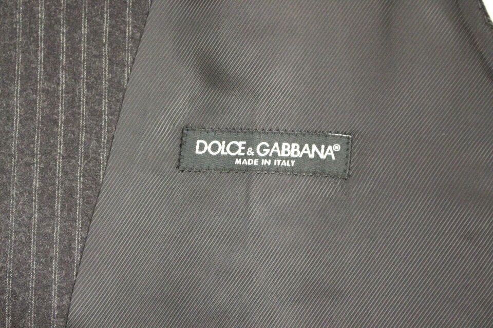 Dolce &amp; Gabbana Gray Striped Wool Single Breasted Cardigan