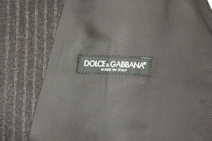Dolce &amp; Gabbana Gray Striped Wool Single Breasted Cardigan