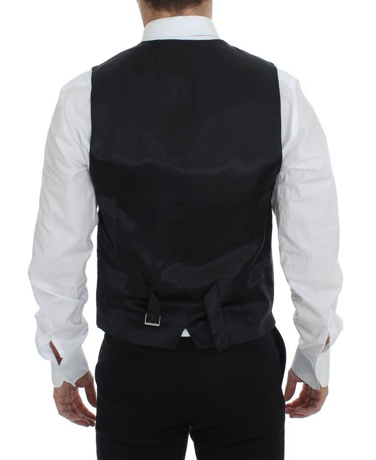 Dolce &amp; Gabbana Gray Striped Wool Single Breasted Cardigan