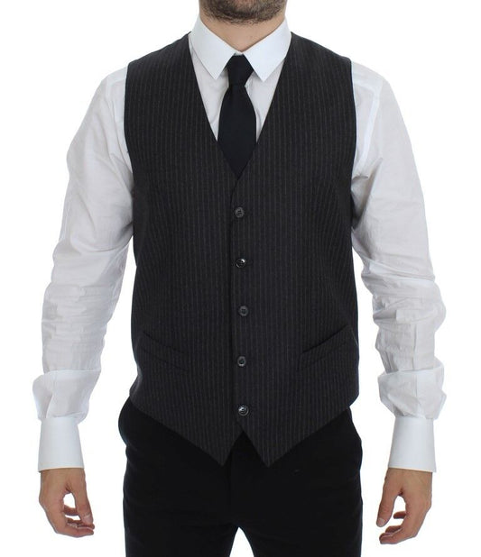 Dolce &amp; Gabbana Élégant gilet en laine à rayures grises