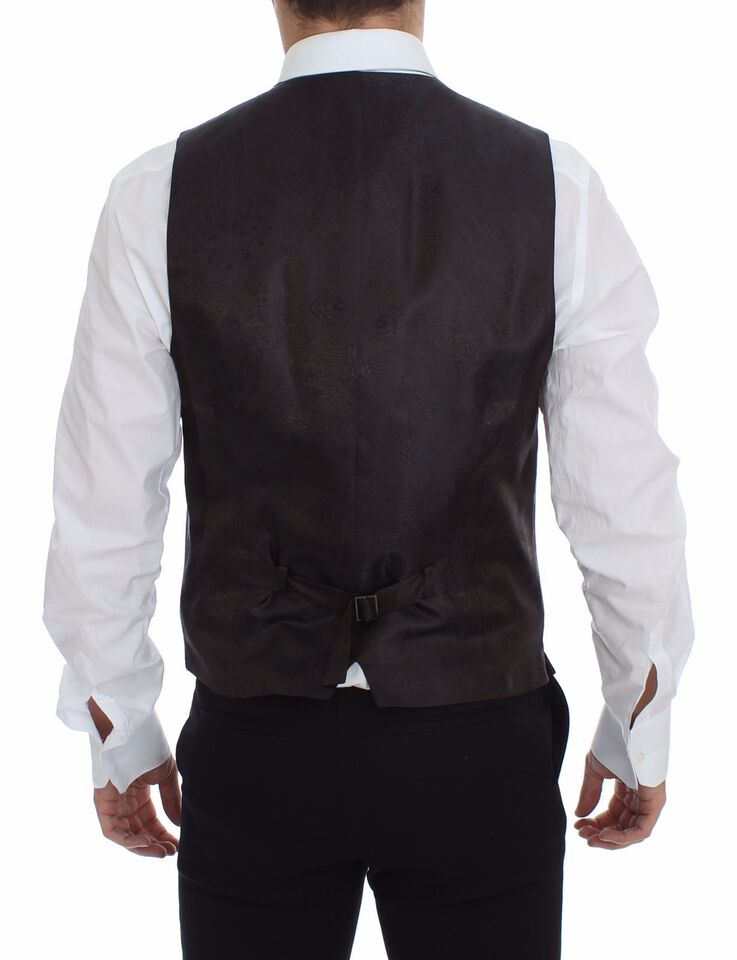 Dolce &amp; Gabbana Brown Check Wool Single Breasted Cardigan