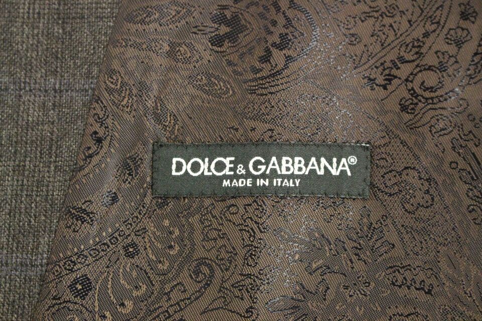 Dolce &amp; Gabbana Brown Check Wool Single Breasted Cardigan