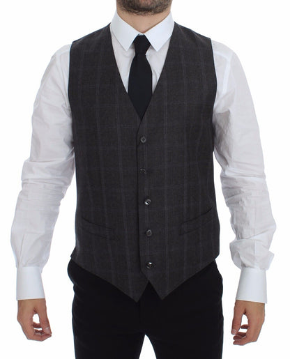 Dolce &amp; Gabbana Brown Check Wool Single Breasted Cardigan