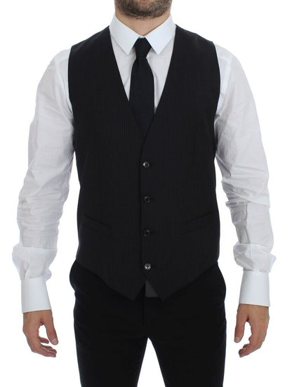 Dolce &amp; Gabbana Élégant gilet en laine à rayures noires