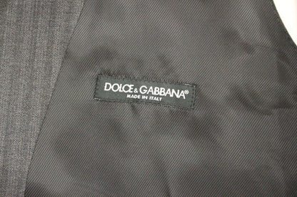 Dolce &amp; Gabbana Gray Striped Wool Single Breasted Cardigan