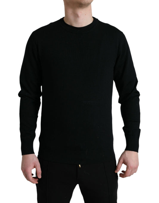 Dolce & Gabbana Black Wool Round Neck Pullover Sweater by Dolce & Gabbana