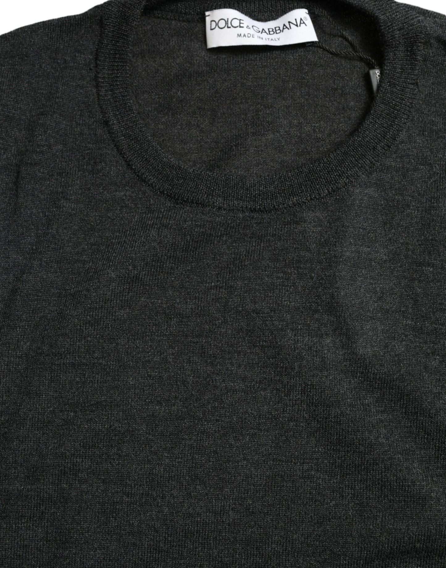 Dolce & Gabbana Gray Wool Round Neck Pullover Sweater by Dolce & Gabbana