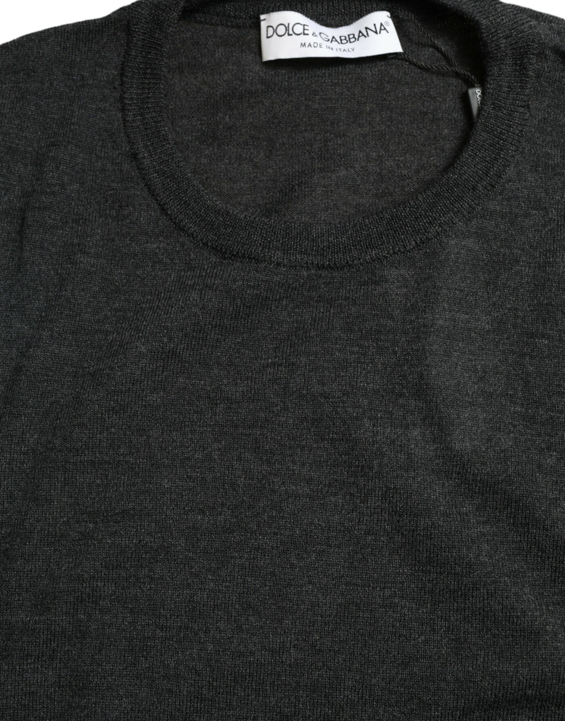 Dolce & Gabbana Gray Wool Round Neck Pullover Sweater by Dolce & Gabbana