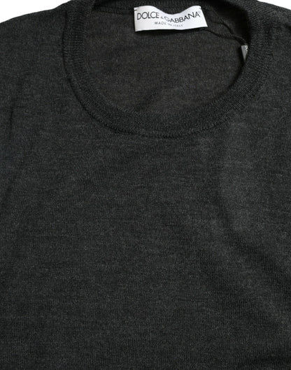 Dolce & Gabbana Gray Wool Round Neck Pullover Sweater by Dolce & Gabbana