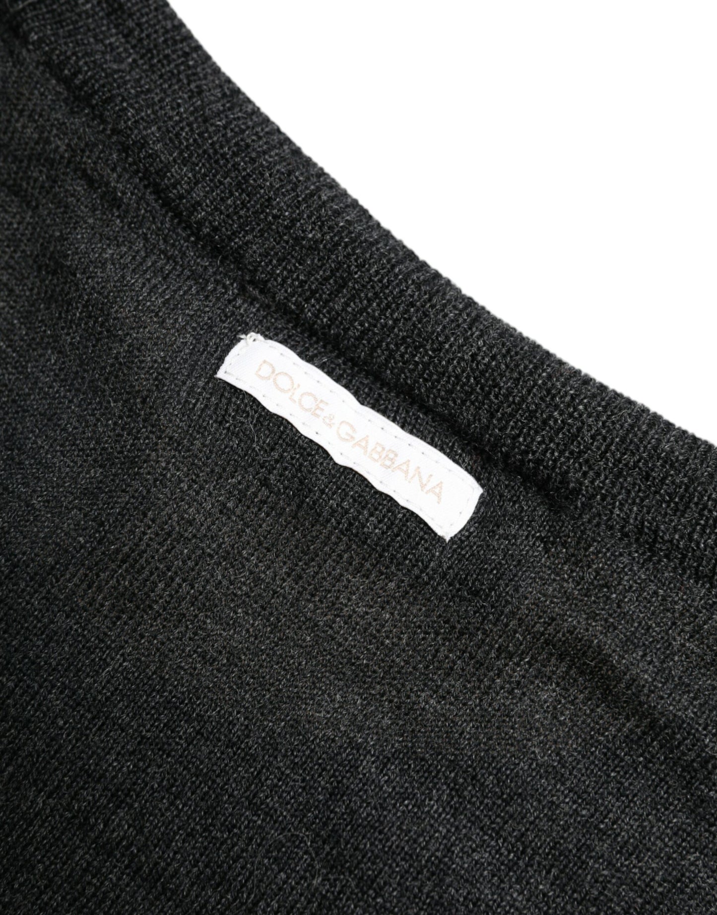 Dolce & Gabbana Gray Wool Round Neck Pullover Sweater by Dolce & Gabbana
