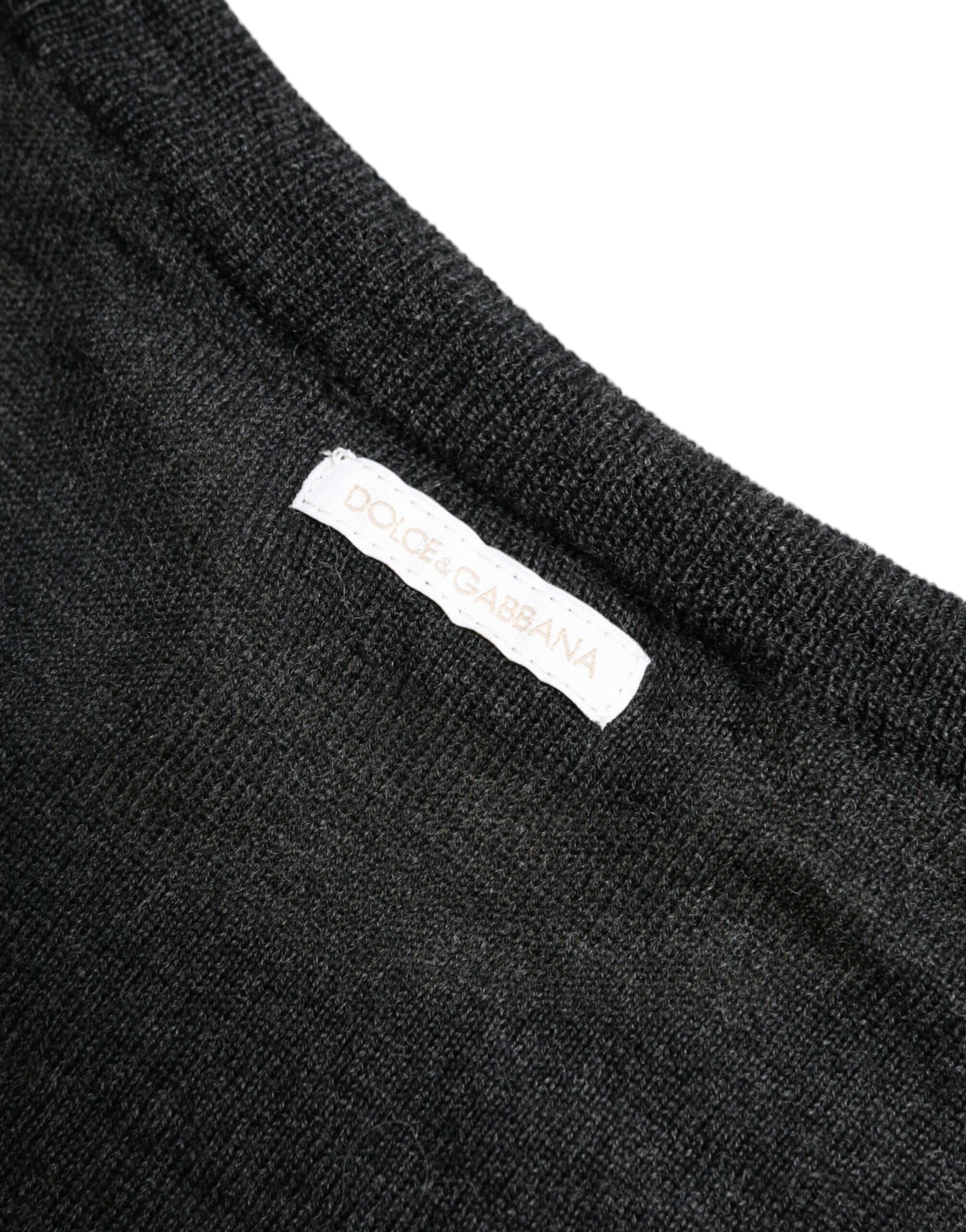Dolce & Gabbana Gray Wool Round Neck Pullover Sweater by Dolce & Gabbana