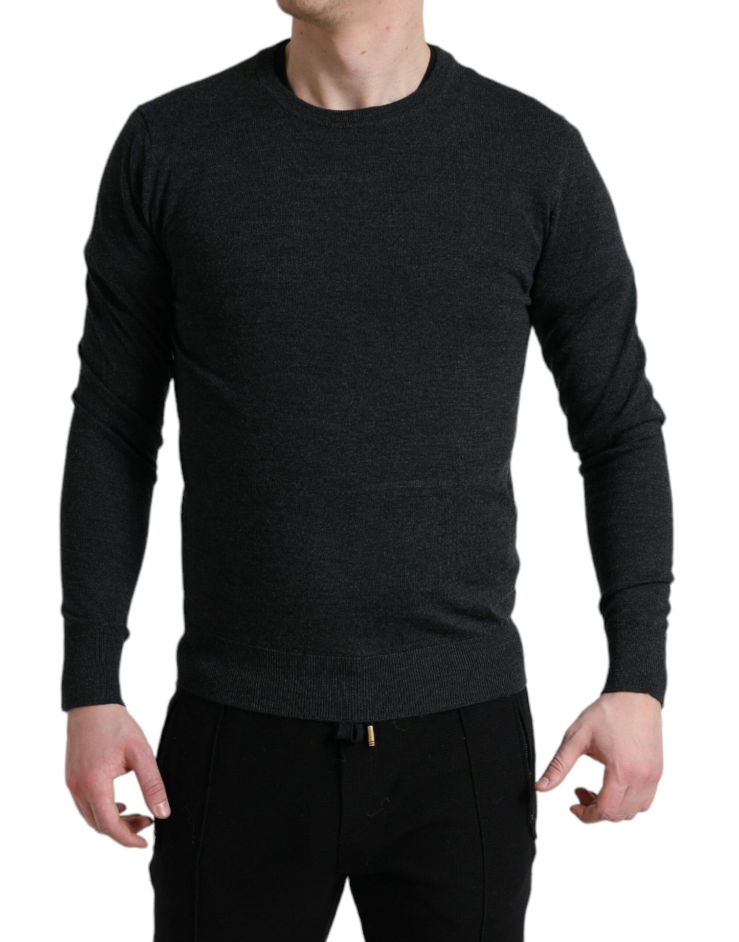 Dolce & Gabbana Gray Wool Round Neck Pullover Sweater by Dolce & Gabbana