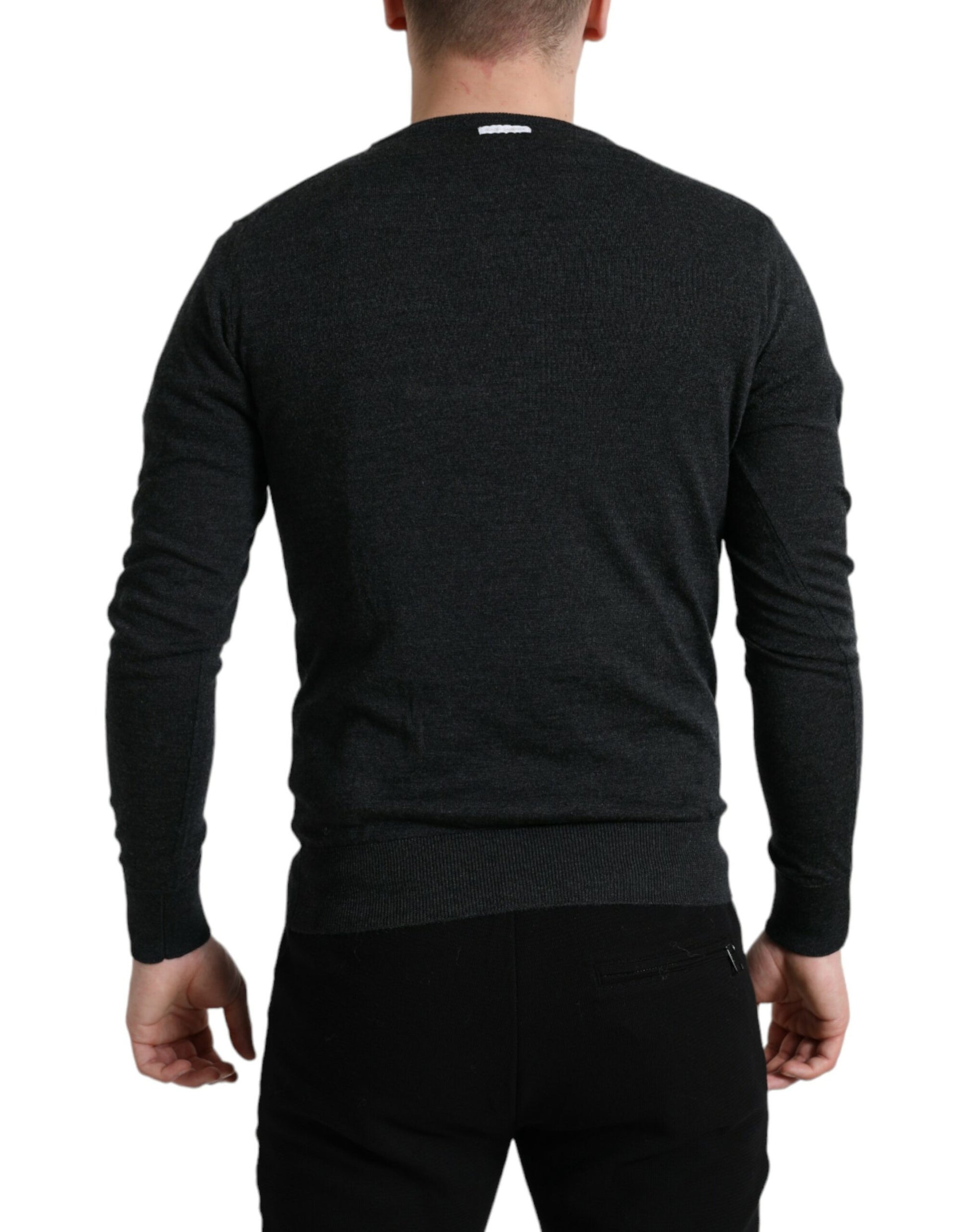 Dolce & Gabbana Gray Wool Round Neck Pullover Sweater by Dolce & Gabbana