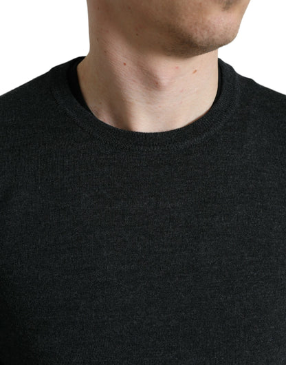 Dolce & Gabbana Gray Wool Round Neck Pullover Sweater by Dolce & Gabbana