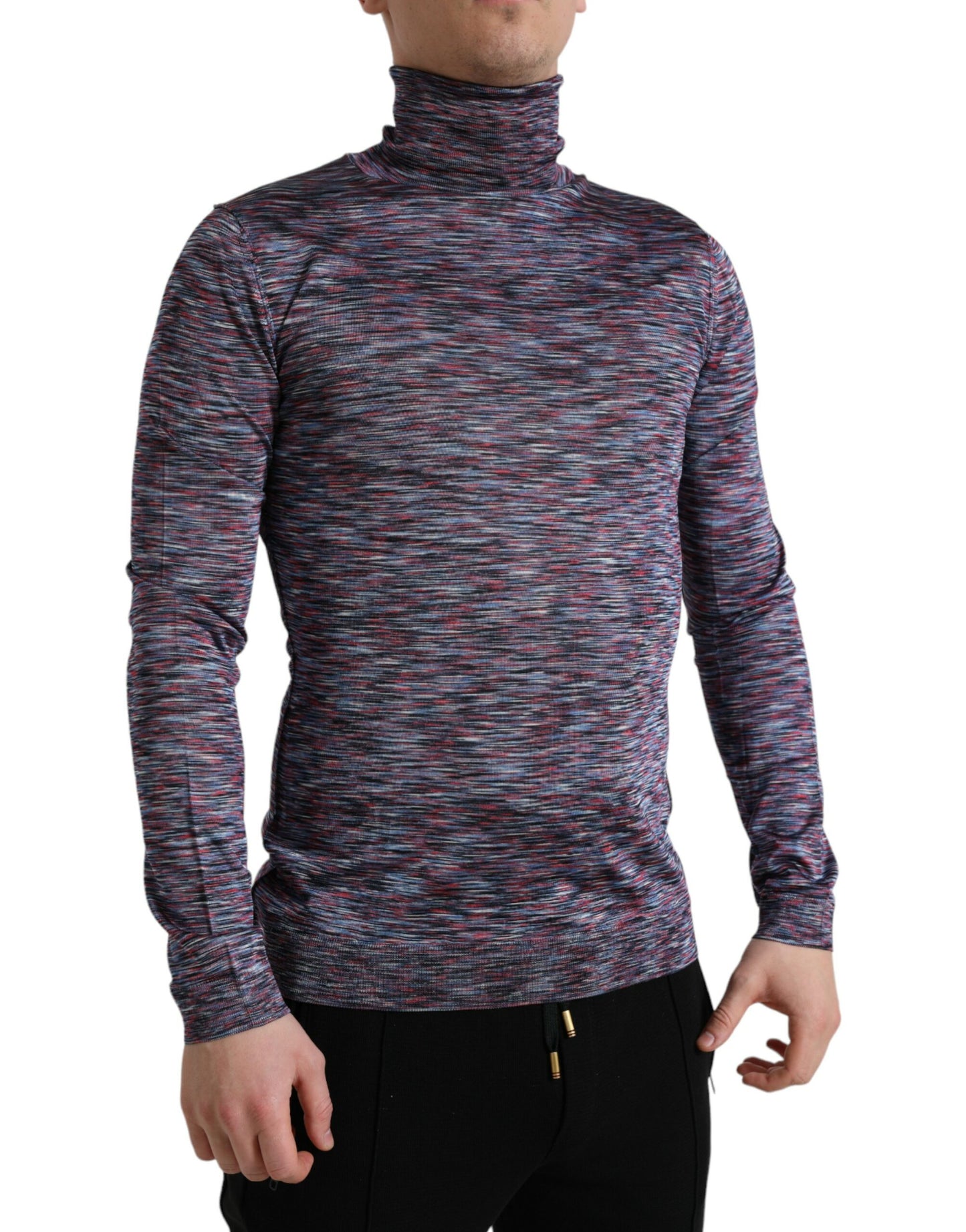 Dolce & Gabbana Blue Purple Turtleneck Pullover Sweater by Dolce & Gabbana